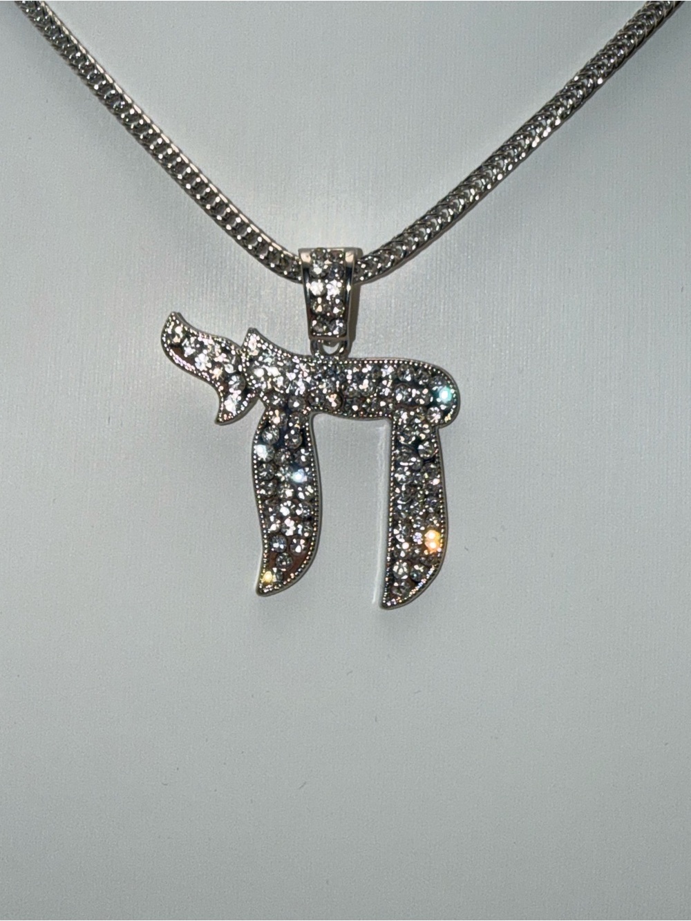 24 Inch Stainless Steel Triple AAA CZ Franco Chain With Jewish Pendant